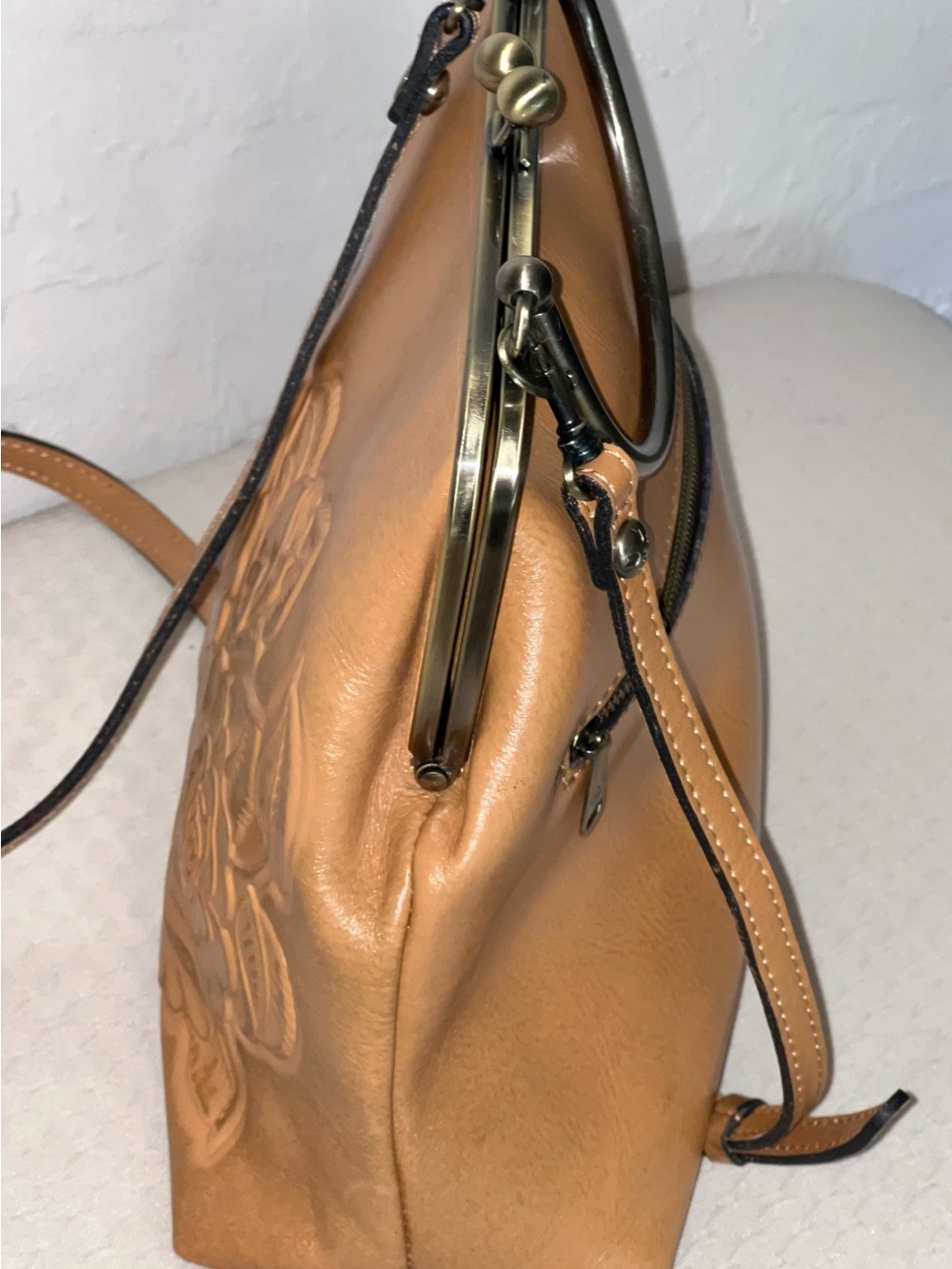 Patricia Nash Novelle Rose Tooled Leather Satchel - Cross Body - Picture 10 of 12